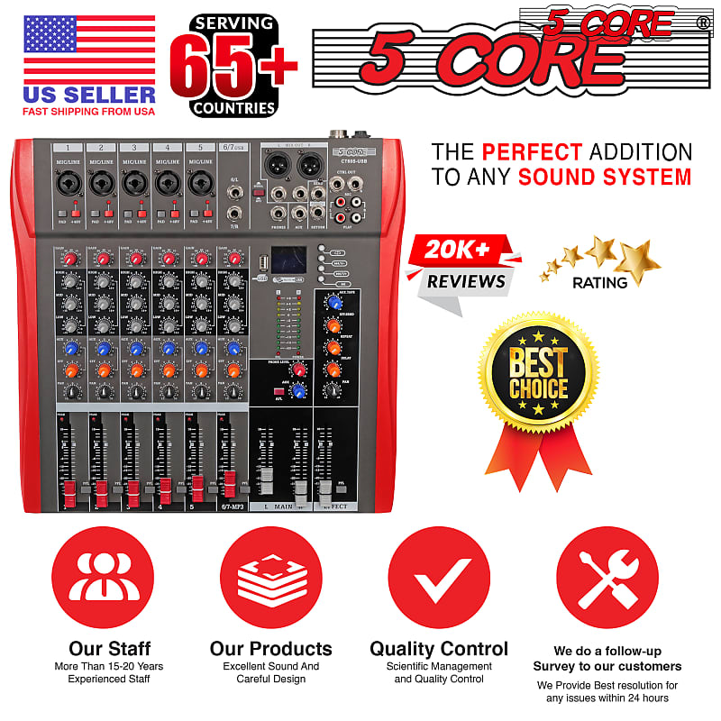 5 Core Audio Mixer DJ Equipment Digital Sound Board Karaoke XLR