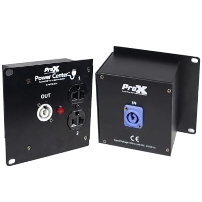Pro X PowerCON Compatible to 2X Edison Power Outlet Box 20A In/Out Rack Mountable image 1