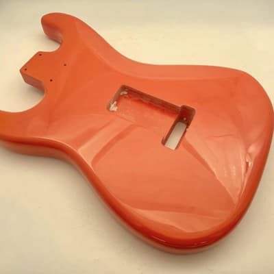 4lbs BloomDoom Nitro Lacquer Aged Relic Orangey Fiesta Red HSH S-Style Vintage Custom Guitar Body image 7