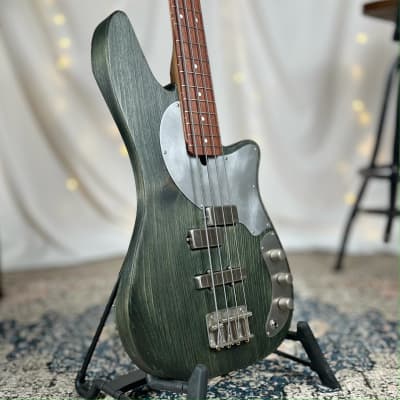 Offbeat Guitars Roxanne PJ 32" Medium Scale Bass in Deep Forest on Pine with EMG Brushed Chrome PJ Pickups, Gotoh Hardware image 2