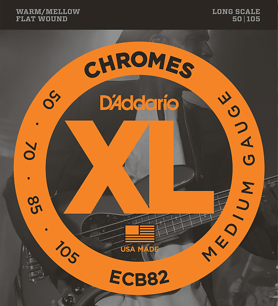 D'Addario ECB82 Chromes Bass Guitar Strings, Medium, 50-105, Long Scale image 1