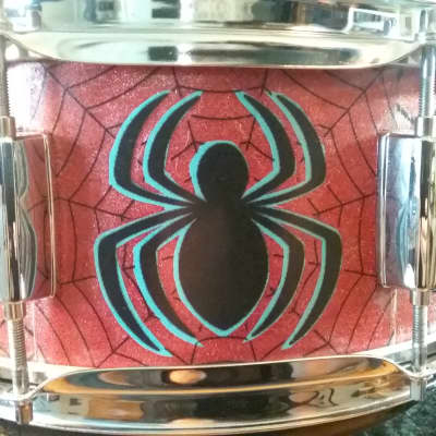 Mapex Assaulted Battery custom Spider-man themed graphics over a red sparkle finish.  custom Spider-man multi layer image 4