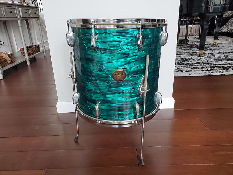 Gretsch 16 inch floor tom drum 1970s Emeral Green Pearl Reverb
