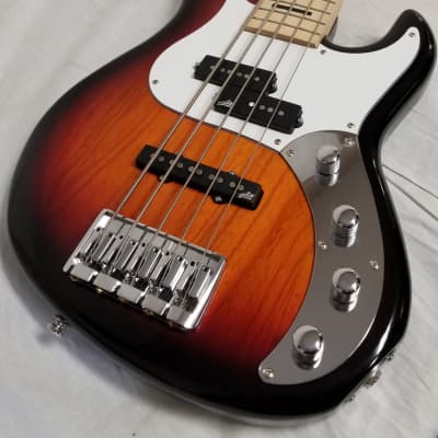 Zon Mosaic Mojo 5 String P/J Electric Bass Guitar, Ash Body, Maple Fingerboard, Brown Sunburst W/ Ba image 4