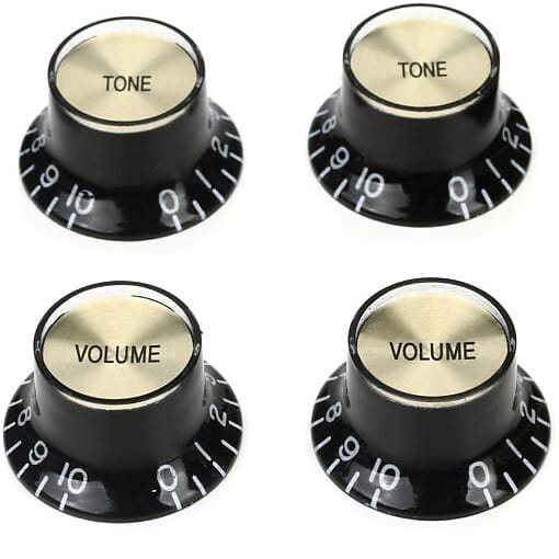Gibson Top Hat Knobs with Gold Metal Insert Black 4 Pack Reverb