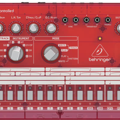 Behringer RD-6-SB Analog Drum Machine - Red Translucent image 1