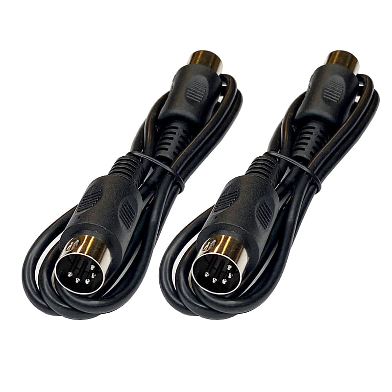 (2) MIDI Cables 3 ft Male to Male 5 Pin DIN Plugs 2 Pack Lot Reverb