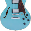 D'Angelico 6 String Semi-Hollow-Body Electric Guitar, Right, Ocean Turquoise (DAPMINIDCOTCSCB)