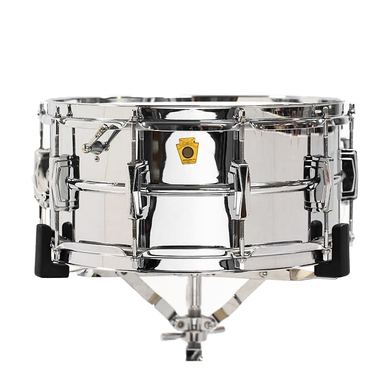Ludwig No. 402 Super-Ludwig 6.5x14" Chrome Over Brass Snare Drum with Keystone Badge 1960 - 1963 image 1