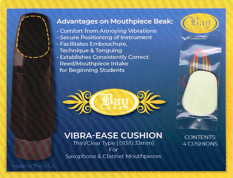 Bay USA Vibra-Ease Cushions Thin Clear Type (.013/0.33mm) for Saxophone or  Clarinet