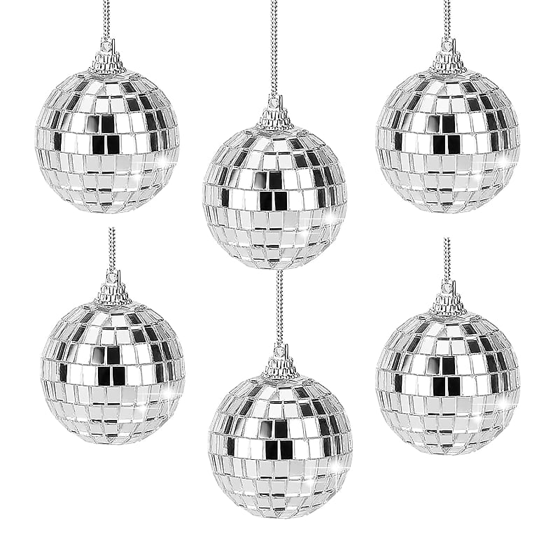 Mirror Disco Balls Set - Mini Disco Party Decoration Hanging Mirror Ball  Silver Disco Balls Ornaments Reflective Design Suitable For Christmas  Tree,Party,Wedding Decoration (6Pcs)