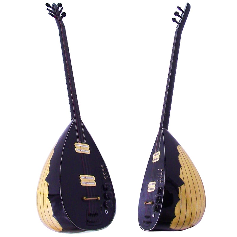 Professional Turkish Electric Electro Saz Baglama Black Gloss Polyester  Long Neck