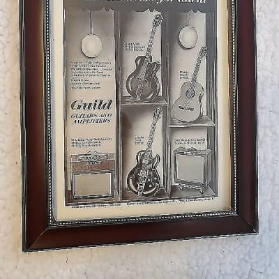 1962 Guild Guitars Promotional Ad Framed Starfire III, Stuart A-500, Classic Mark II, 98-RT Original for sale
