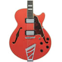 D'Angelico Premier SS Single Cutaway Semi Hollow Electric Guitar, Fiesta Red