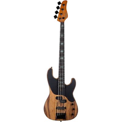 Schecter Guitar Research Model-T 4 Exotic Black Limba Electric Bass Satin Natural 2832 image 1