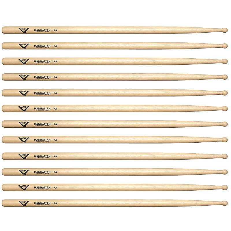 Vater Hickory Manhattan 7A Wood Tip Drum Sticks (6 Pair Bundle) image 1