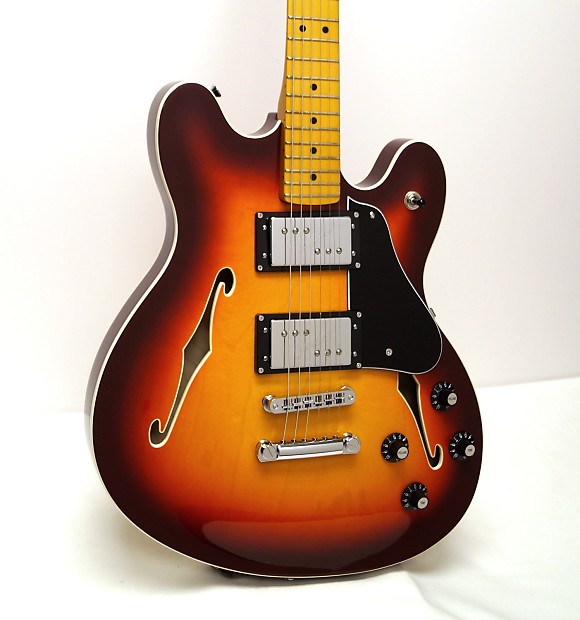 Fender Modern Player Starcaster Semi Hollowbody Electric Guitar Aged Cherry Burst Reverb