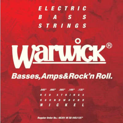 Warwick Red Label Nickel Plated Steel Bass Strings; 45-135