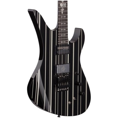 Schecter Synyster Custom S Electric Guitar Black With Silver Stripes image 3