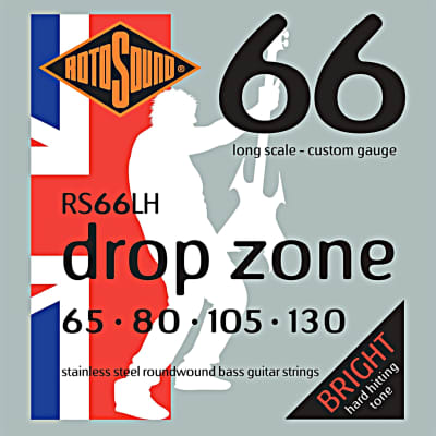 Rotosound RS66LH Drop Zone Stainless Steel 4 String Bass Strings   65-130