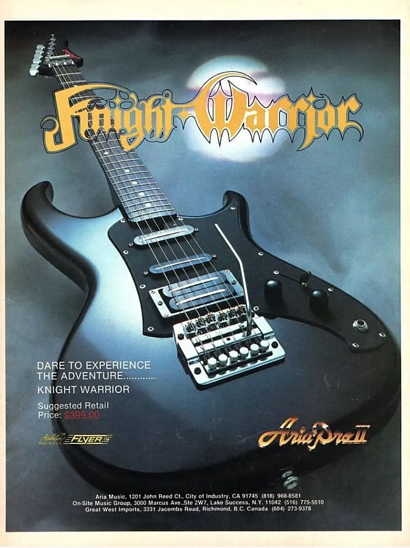 Aria Pro II RS Knight Warrior Black Electric Guitar #5041069