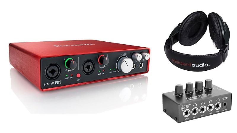 Focusrite Scarlett 6i6 (2nd Gen) w/ HA4000 Headphone Amp & R100 Headphones