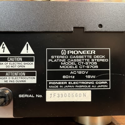 Pioneer CT-S705 *3-Head* Studio Quality - Stereo Cassette Deck (1989) Black image 10