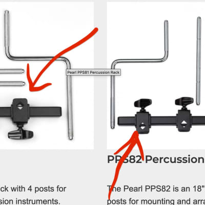 Pearl PPS81 & PPS82 Percussion Rack C Clamp Post Bracket NOS image 2