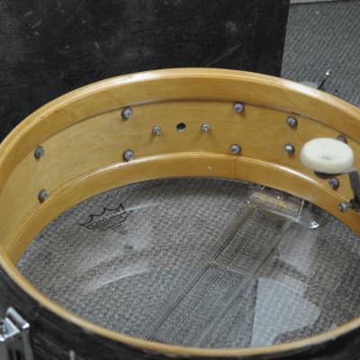 1970s Rogers 5x14 Black Strata Pearl Dynasonic Snare Drum image 9