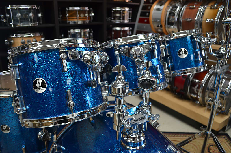 Sonor 3007/Special Edition Maple Blue Sparkle Lacquer Drum
