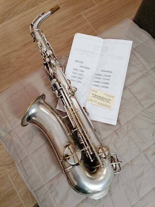 King hn white alto saxophone silver plated, repadded and ready to play sax  , killer sound.