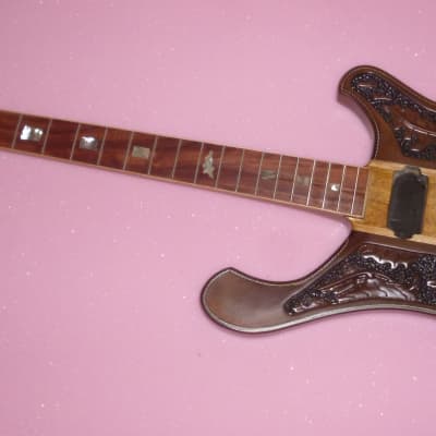 100%gouge handcarved Rickenbastard style bass guitar,3 months of work,with full hardware image 7