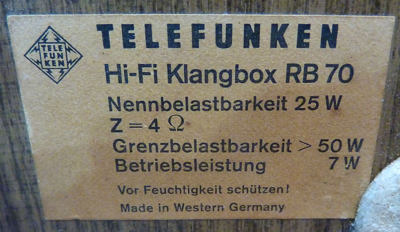 Telefunken RB70 Klangbox Rare Hi-Fi Vintage Speaker Pair WILL SHIP