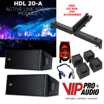 2x RCF HDL20-A Dual 10" Active Line Array Module 1400W w/ Light FlyBar & Amp Cover image 1