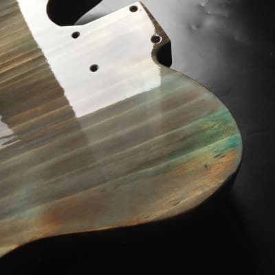 Rusted Relic Tele body 2 piece  burnt pine shou sugi ban style with  steel pickguard. Free shipping imagen 10