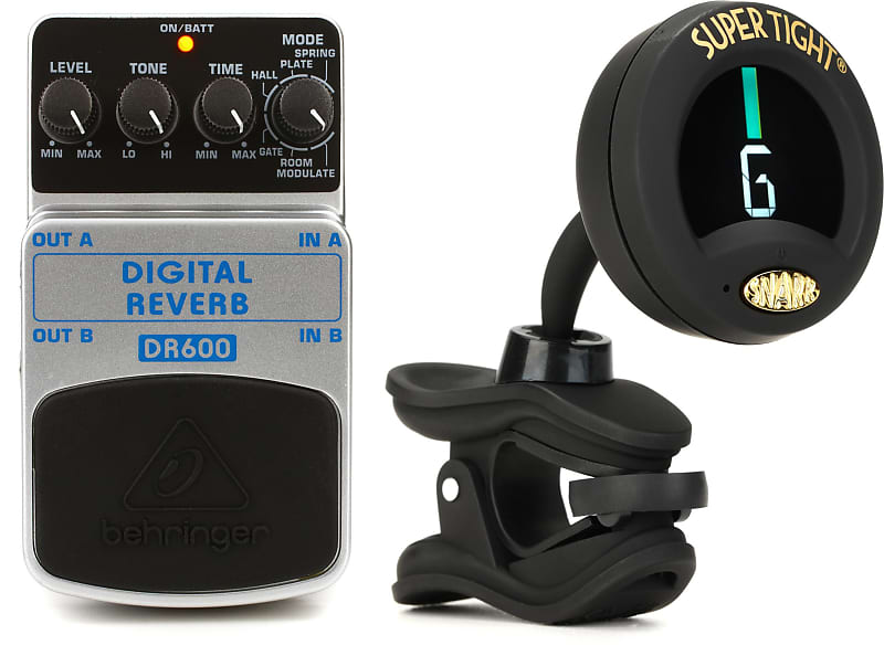 Behringer DR600 Digital Reverb Pedal Bundle with Snark ST8 Reverb