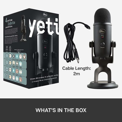 Blue Mic Yeti USB Blackout - Plug and Play Pro Microphone for Recording & Streaming on PC and Mac image 2