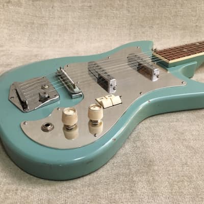 Kimberly 2 Pickup 1960's Seafoam Green Teisco Japan Matching Headstock & Neck Surf Guitar image 7