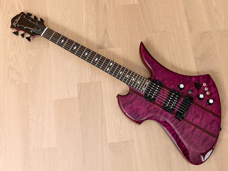 2008 BC Rich Mockingbird ST Neck Through Guitar Trans Purple, Quilted Maple  Top