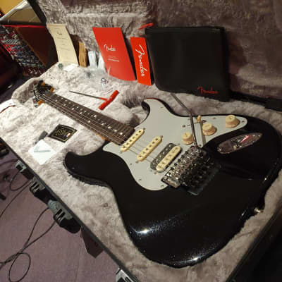 NEW 2021 Fender American Ultra Luxe Stratocaster HSS FR Floyd Rose Mystic Black USA Strat image 6