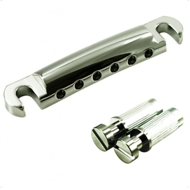 Gotoh Guitar Stop Tailpiece w/ Metric Thread Studs-Chrome image 1