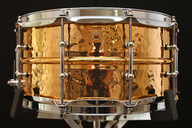 Ludwig LB552KT Hammered Bronze 6.5x14" Snare Drum with Tube Lugs image 1