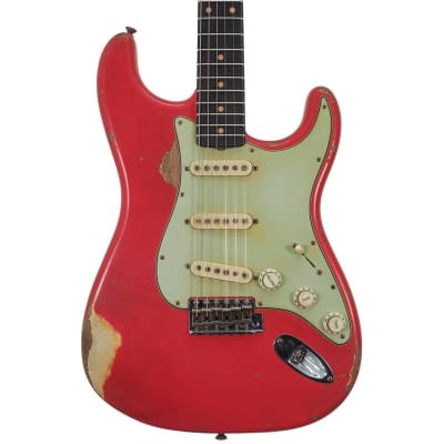 Fender Custom Shop Masterbuilt Levi Perry 1960 Stratocaster Relic, Aged Fiesta Red Over Aged Vintage White for sale