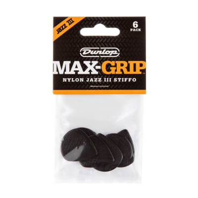 Dunlop 471P3S Max-Grip Jazz III Stiffo Pick (6-Pack) image 3