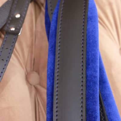 BLUE Genuine Leather Accordion 2 Shoulder Straps + bass strap  premium padding *MADE IN USA* image 3
