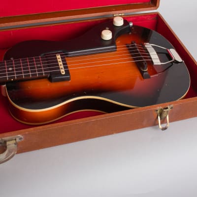 National  Model 1122 Cosmopolitan Solid Body Electric Guitar (1953), ser. #X-24048, original brown hard shell case. image 12