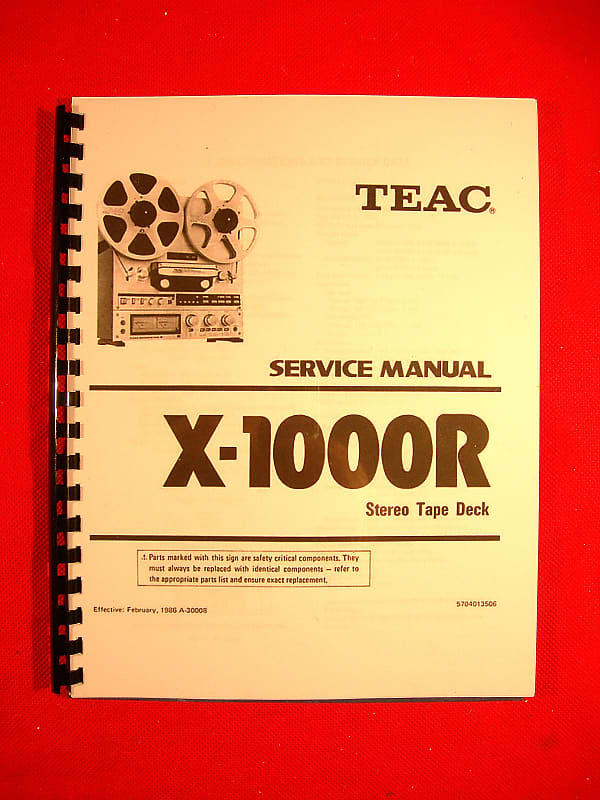 TEAC X-1000R Stereo Reel to Reel Tape Recorder Manual