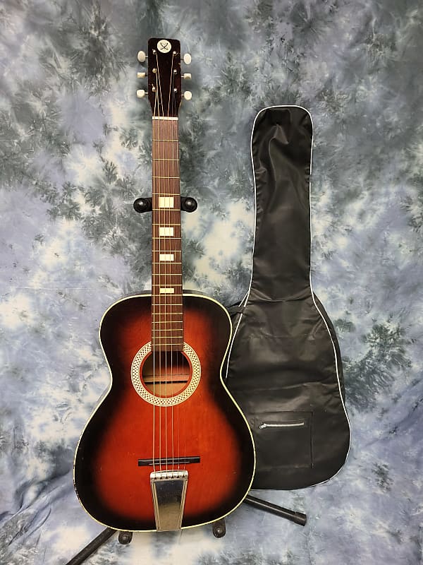 Vintage 1970 Sears and Roebuck by Harmony Atomic Logo Stella 3/4 Student  Parlor Guitar New Strings Redburst Original Gigbag