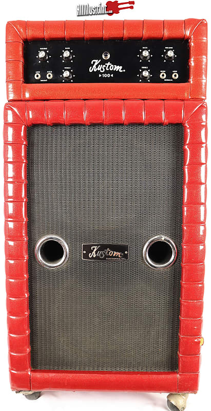 Vintage Kustom K100 Red Sparkle Tuck & Roll Guitar & Bass 2x12 Amplifier  Stack