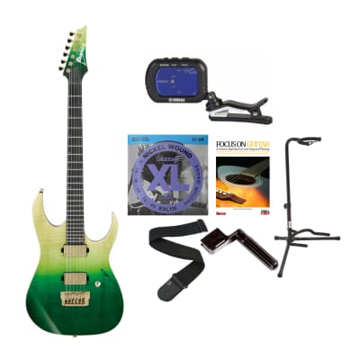 Ibanez Luke Hoskin Signature 6-String Electric Guitar (Transparent Green Gradation, Right-Handed) Bundle with Tuner, Cable, Stand, Guitar Strings, Guitar Strap, Book, and String Winder image 1